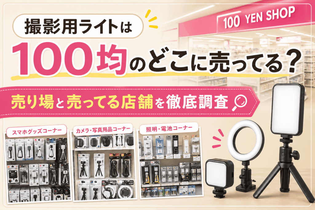撮影用ライトは100均のどこに売ってる？売り場と売ってる店舗を徹底調査したアイキャッチ画像