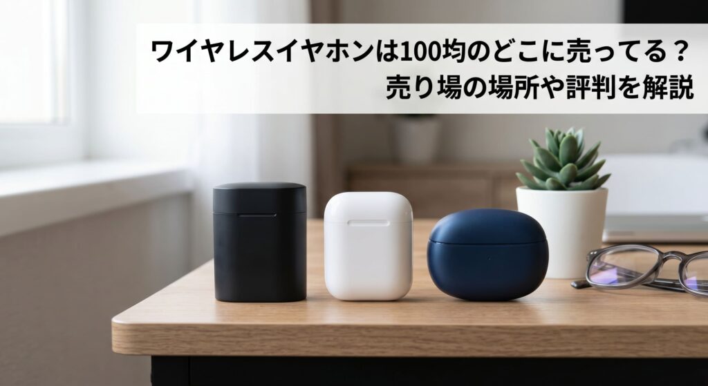 100均や楽天のワイヤレスイヤホンを比較している画像