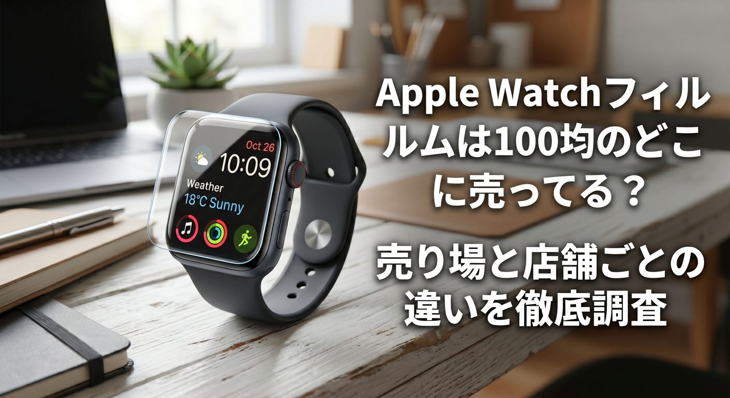 100均で購入したApple Watchフィルムで自分のApple Watchを保護している画像