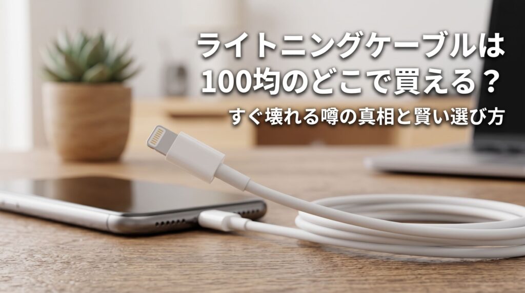 ライトニングケーブルを100均で購入し充電している画像