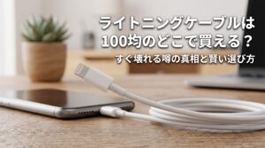 ライトニングケーブルを100均で購入し充電している画像