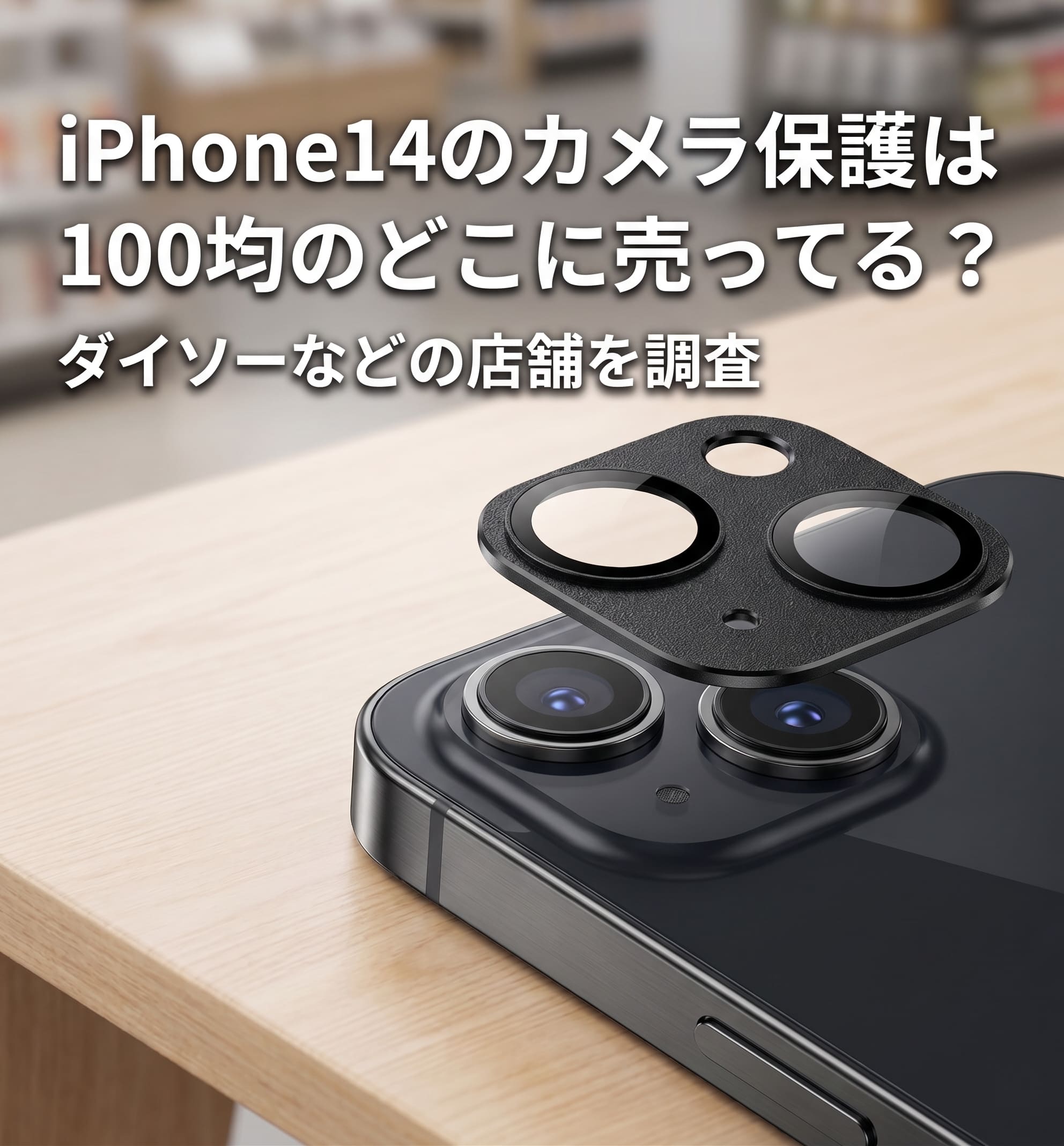 iPhone14用のカメラ保護をスマホにつけている画像
