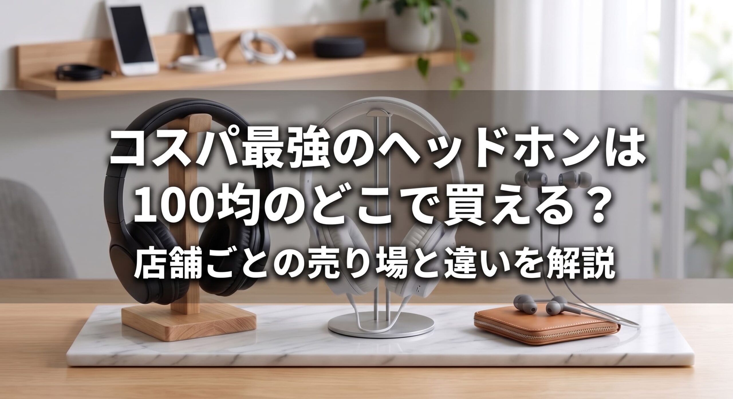 コスパ最強のヘッドホンを自宅のデスクで並べている画像